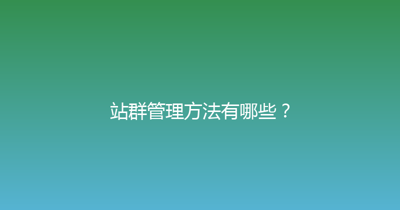 站群管理方法有哪些？ 封面图